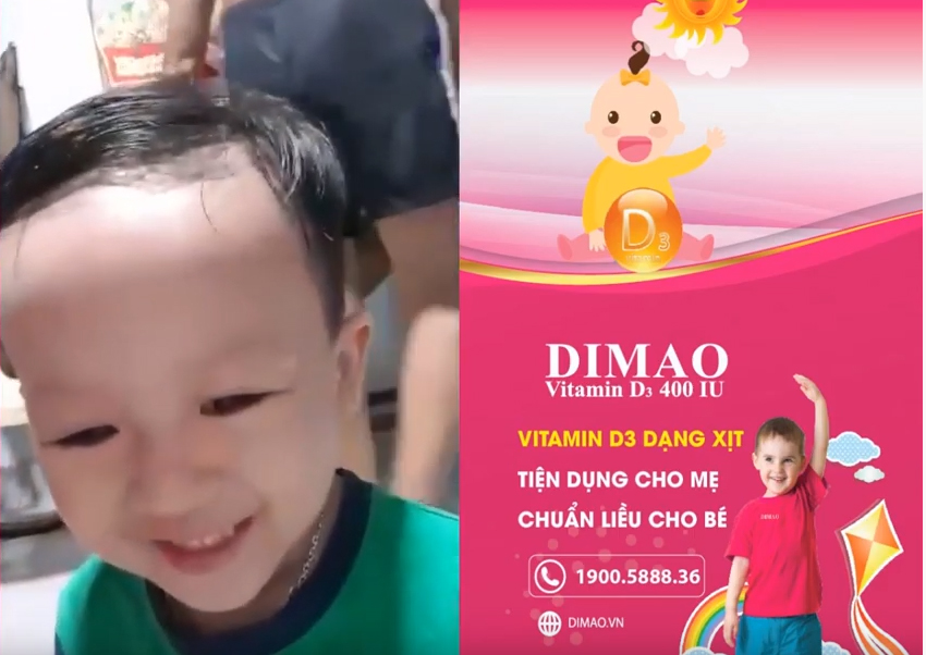 Em bé Bình Thuận cười tít mắt khi được xịt Dimao Vitamin D3